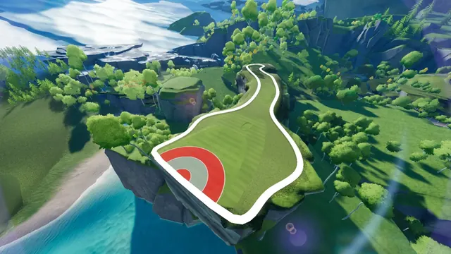 Zielscheibe auf einer Fairway-Insel im Meer