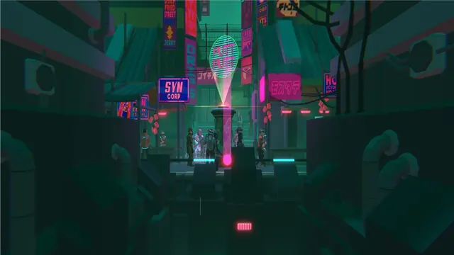 Nächtliche Straße mit Neonschildern